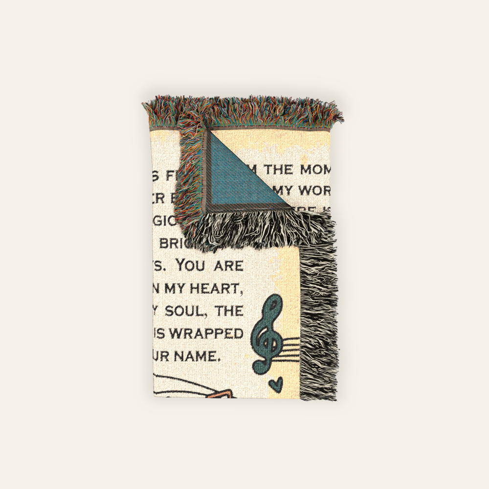 Personalized Musical Vinyl Record Lyric Couple Woven Blanket