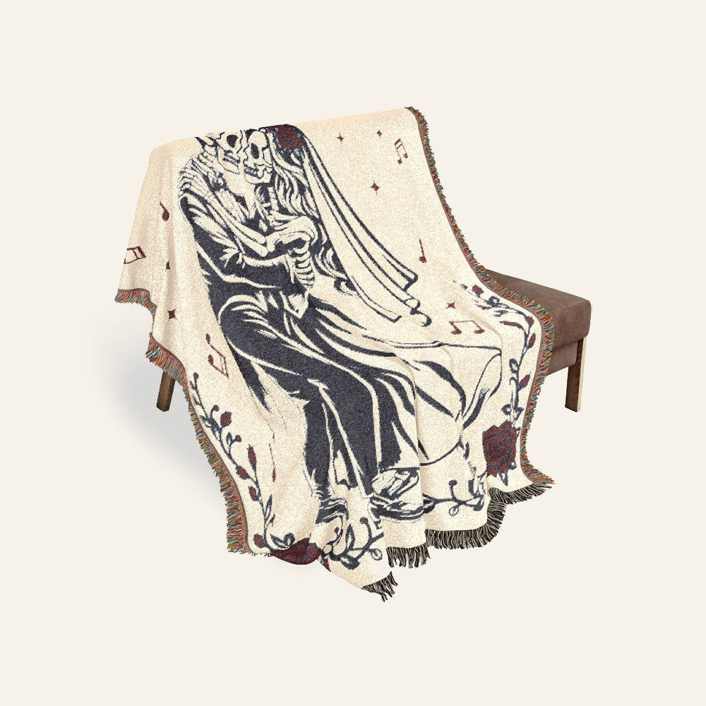 Personalized Couple Skeleton Woven Blanket
