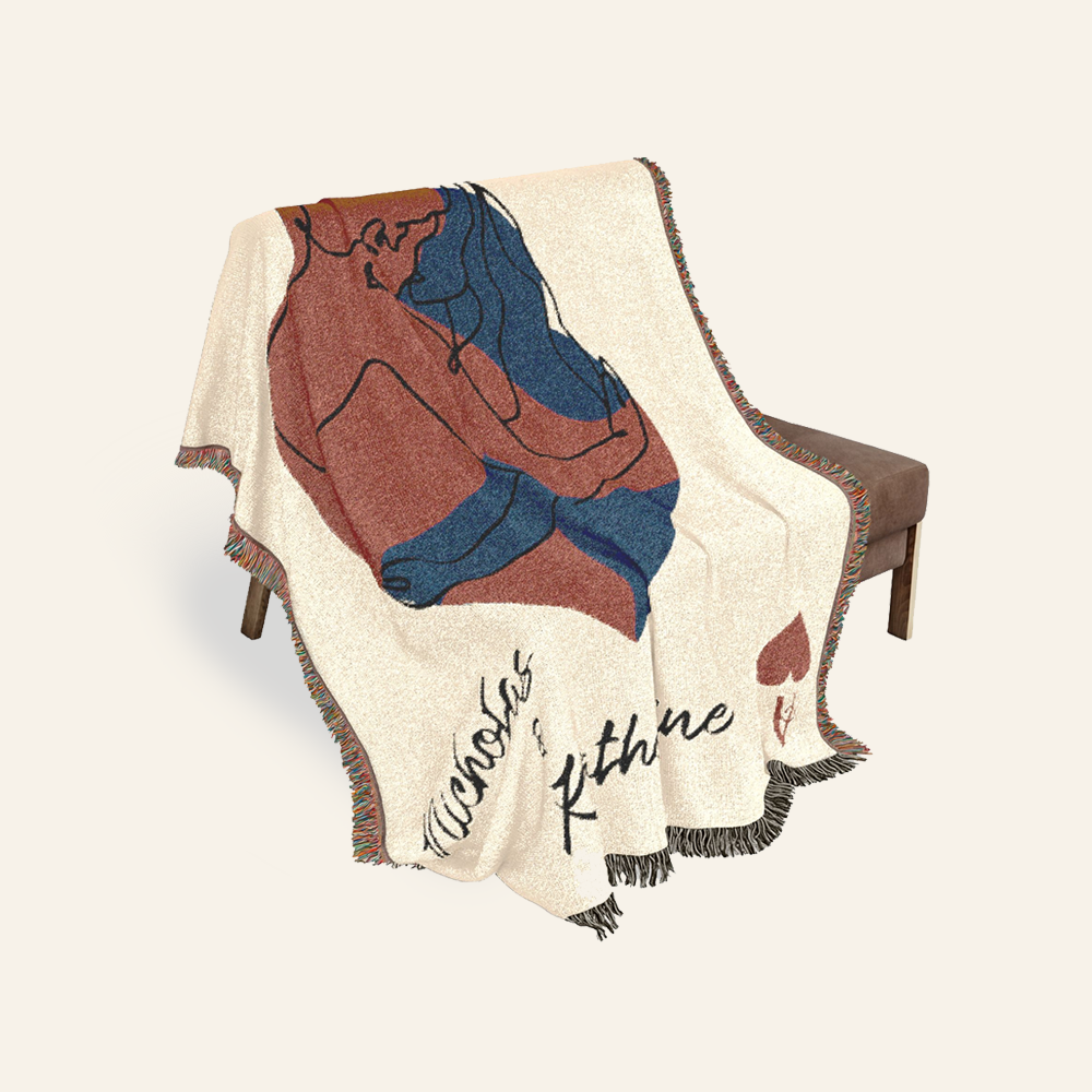Personalized Ace of heart woven blanket for couple