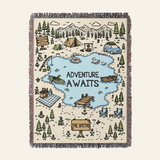 Personalized Adventure Awaits Camping Woven Blanket Gift for Families