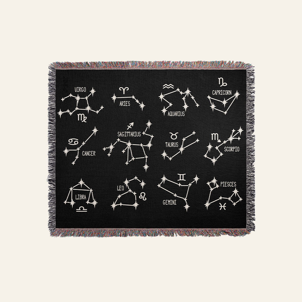 Personalized Astrology couple Ghost Woven Blanket
