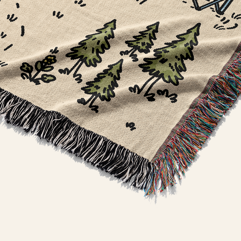 Personalized Adventure Lake Camping Woven Blanket
