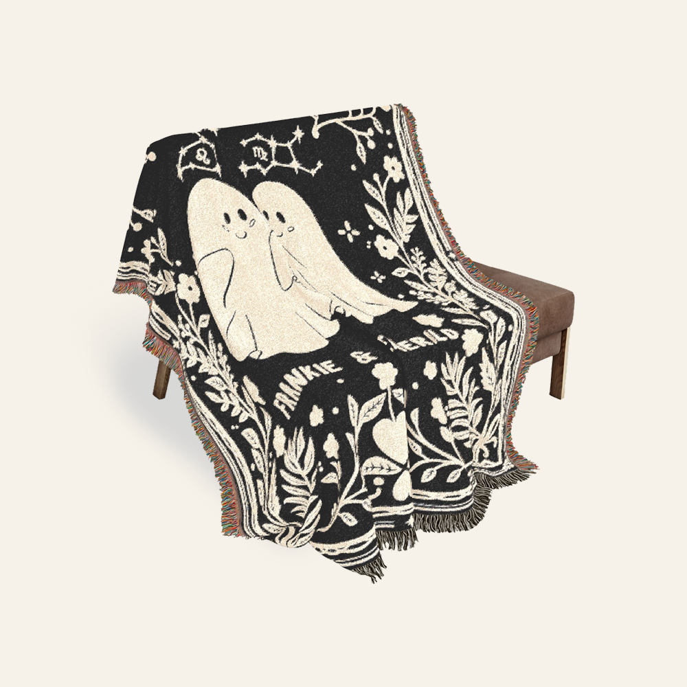 Personalized Astrology couple Ghost Woven Blanket