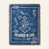 Personalized Nautical Anchor Woven Blanket Gift for Couples