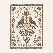 Personalized Folk Art  Family White Woven Blanket