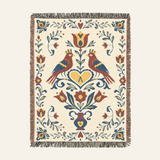 Personalized Monogram Lovebirds Woven Blanket Gift for Couples