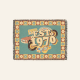 Personalized Retro 70s Birth Year Woven Blanket Gift
