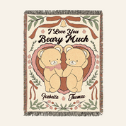 I Love You Beary Much Personalized Woven Blanket