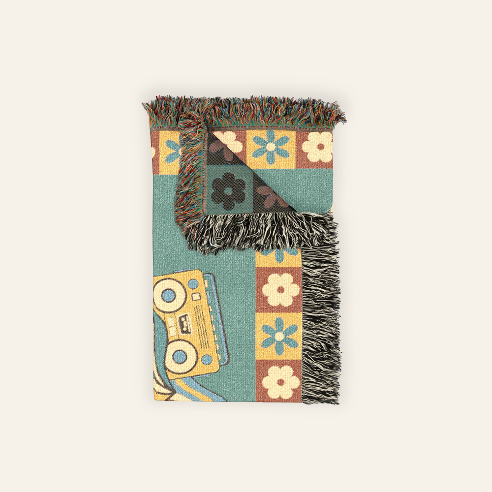 Vintage 70s Groovy Vibes Woven Blanket