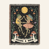 Personalized Moonlit Dancing Frogs Woven Blanket Gift for Couples