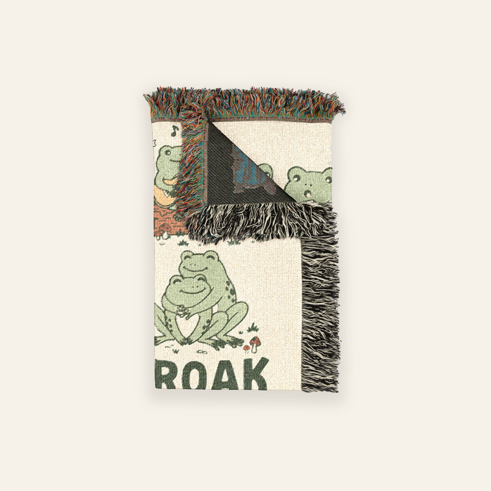 Personalized Couple Frog Hoppily 2 Woven Blanket