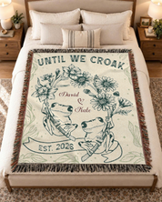 Personalized Birth Flower Frogs Couple Woven Blanket