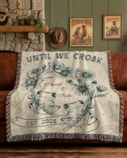 Personalized Birth Flower Frogs Couple Woven Blanket