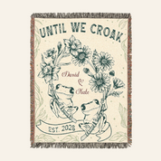 Personalized Birth Flower Frogs Couple Woven Blanket