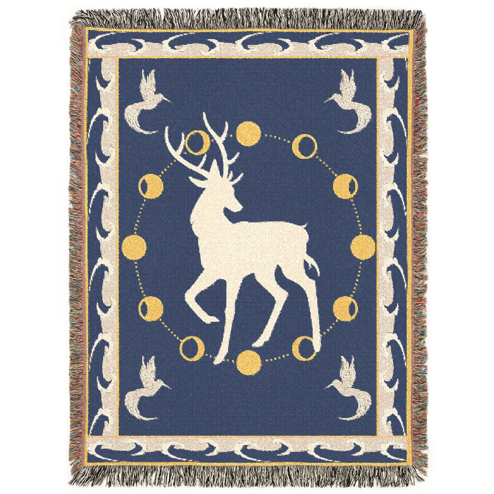 The Miraculous White Stag Woven Blanket