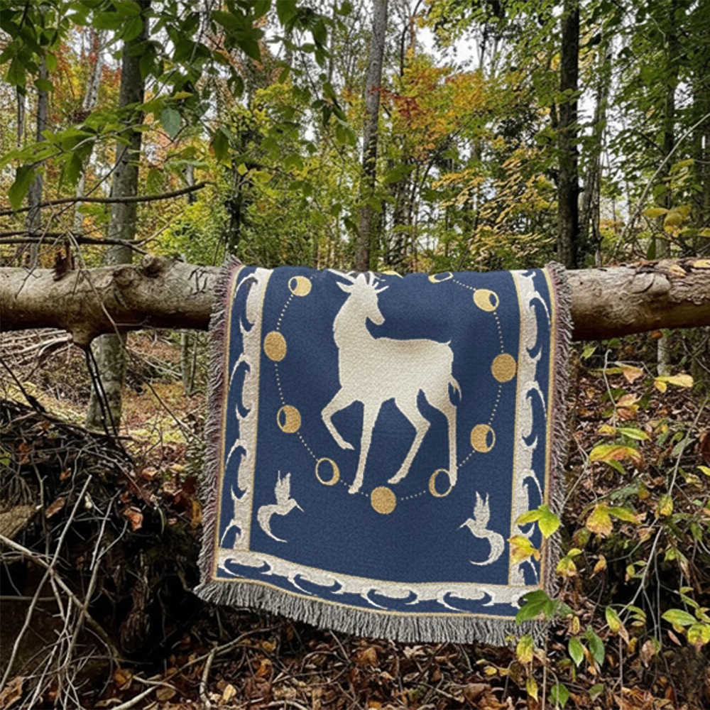 The Miraculous White Stag Woven Blanket