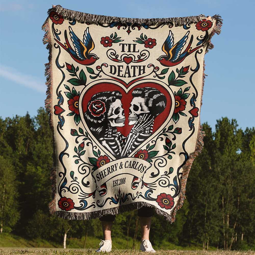 Personalized Gothic Couple Woven Blanket
