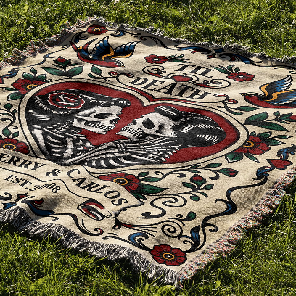 Personalized Gothic Couple Woven Blanket