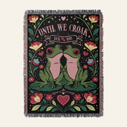 Personalized Couple Frog Croak Art Woven Blanket