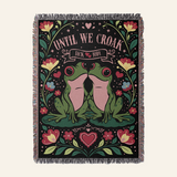 Personalized Floral Frog Couple Woven Blanket Gift – Until We Croak