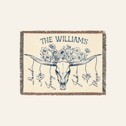 Personalized Longhorn Family Birth Flower Woven Blanket