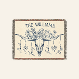 Personalized Longhorn Family Birth Flower Woven Blanket