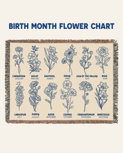 Personalized Longhorn Family Birth Flower Woven Blanket