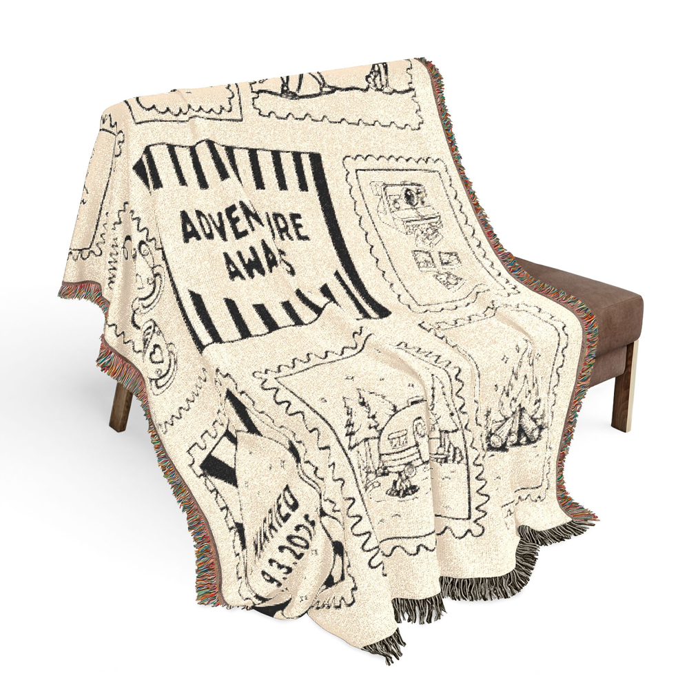 Personalized Travel Memory Woven Blanket with Names & Date