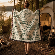 Personalized Camping Tents Couple Woven Blanket