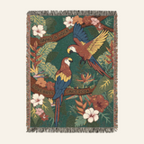 Personalized Love Birds Tropical Couple Woven Blanket