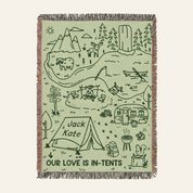 Personalized Camping Tents Green Couple Woven Blanket