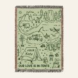 Personalized Camping Tents Green Couple Woven Blanket