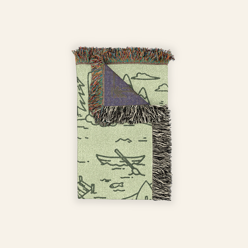 Personalized Camping Tents Green Couple Woven Blanket