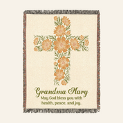 Personalized October Cosmos Cross Blessing Woven Blanket