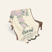 Personalized September Aster Cross Blessing Woven Blanket