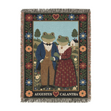 Customized Couple Folkart Frog Woven Blanket