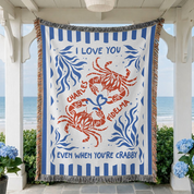Personalized Crabby Ocean Theme Couple Woven Blanket