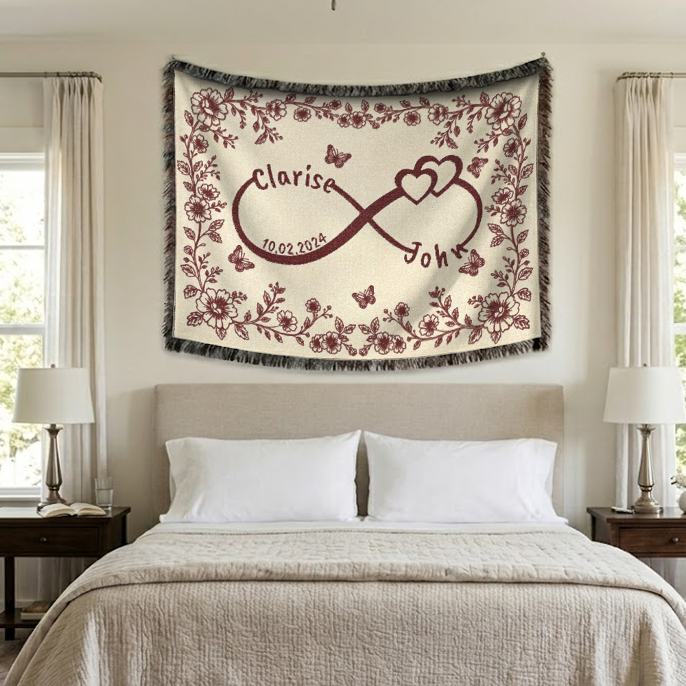Personalized Infinity Woven Blanket for Couples