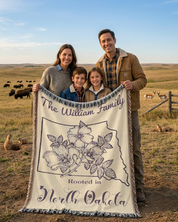 Personalized Family Name & State Flower Woven Blanket
