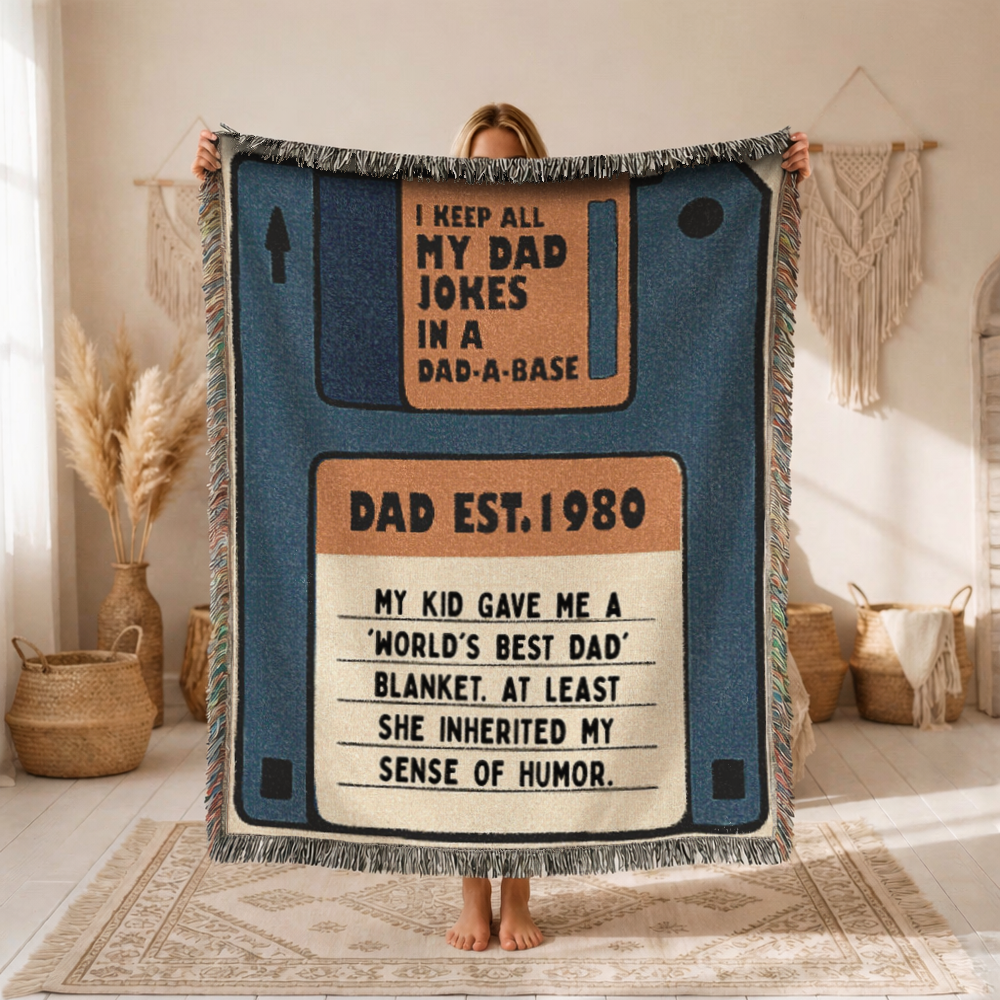 Personalized Dad Jokes Woven Blanket