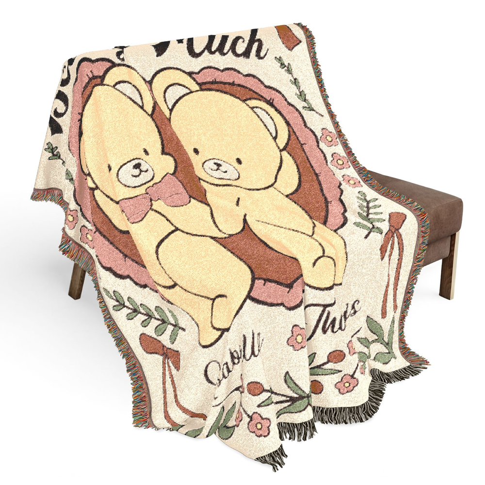 I Love You Beary Much Personalized Woven Blanket