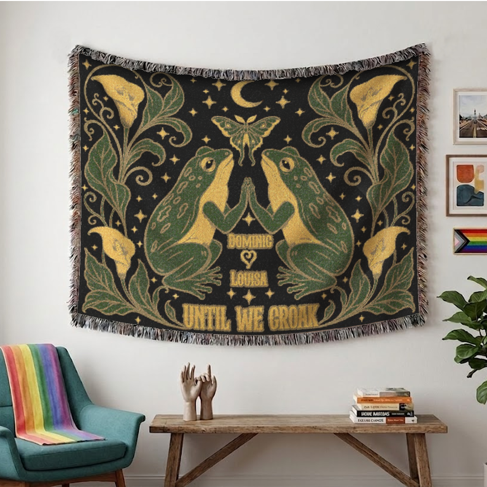 Personalized Couple Mystic Frog Woven Blanket