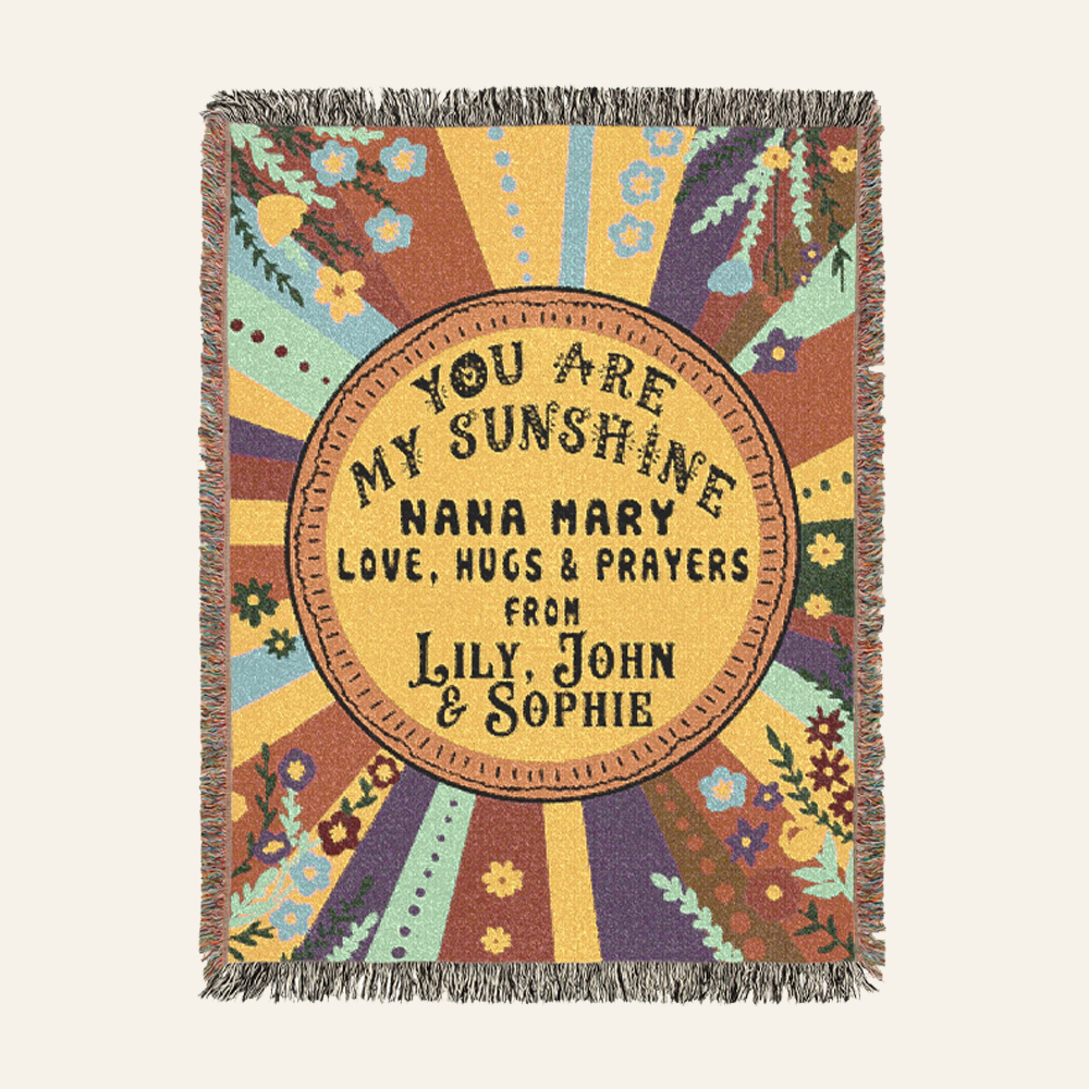 You Are My Sunshine Floral Keepsake - Personalized Woven Blanket
