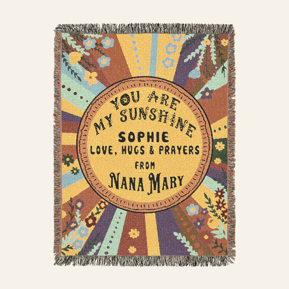You Are My Sunshine Floral Keepsake - Personalized Woven Blanket