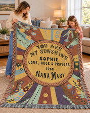 You Are My Sunshine Floral Keepsake - Personalized Woven Blanket