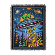 Personalized Alien Couple Woven Blanket