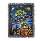 Personalized Alien Couple Woven Blanket