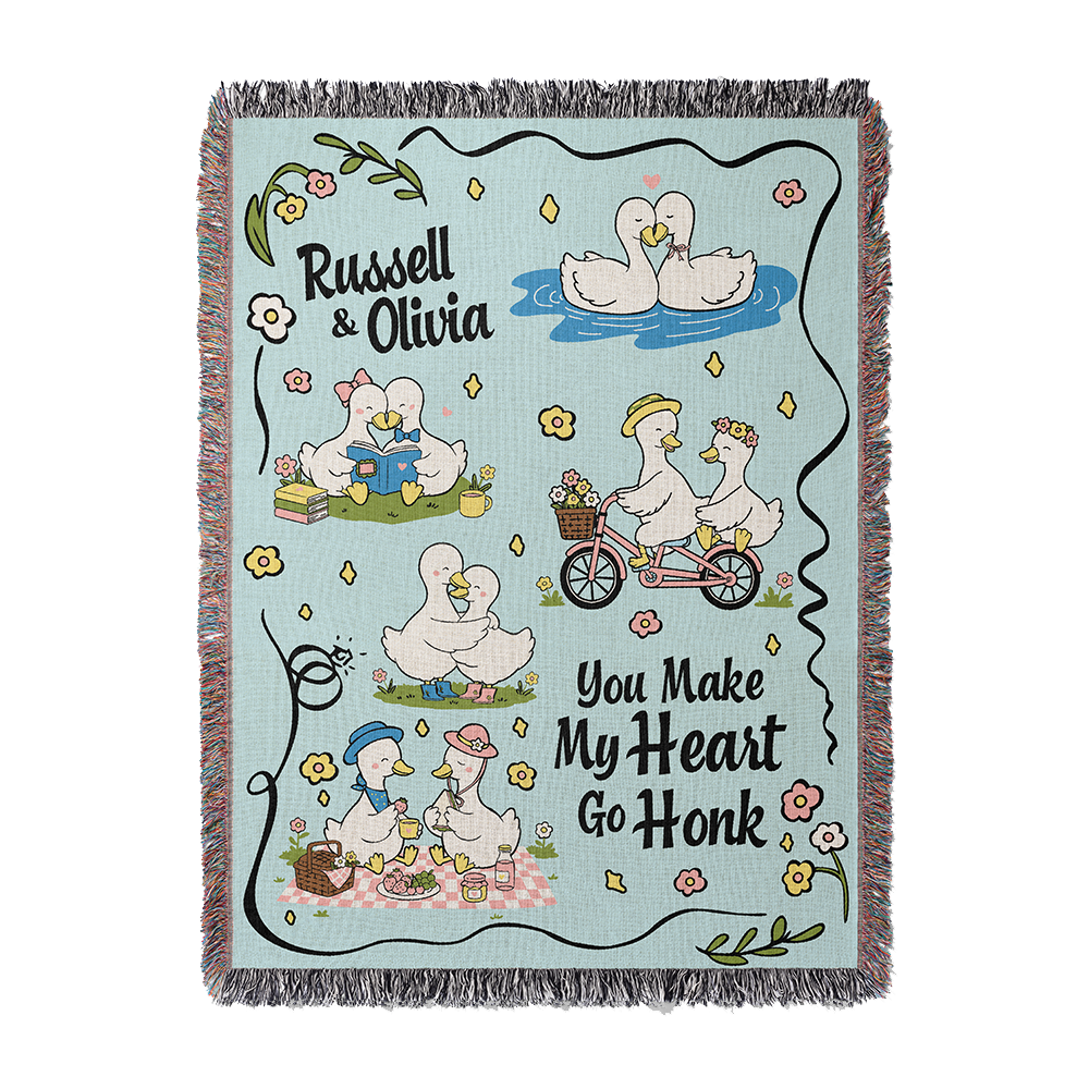 Personalized Goose Daily Couple Woven Blanket