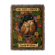 Customized Owl Couple Woven Blanket