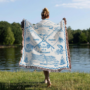 Personalized Couple Fisherman White Woven Blanket